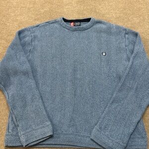 Chaps Men's Textured Blue Crewneck Sweater